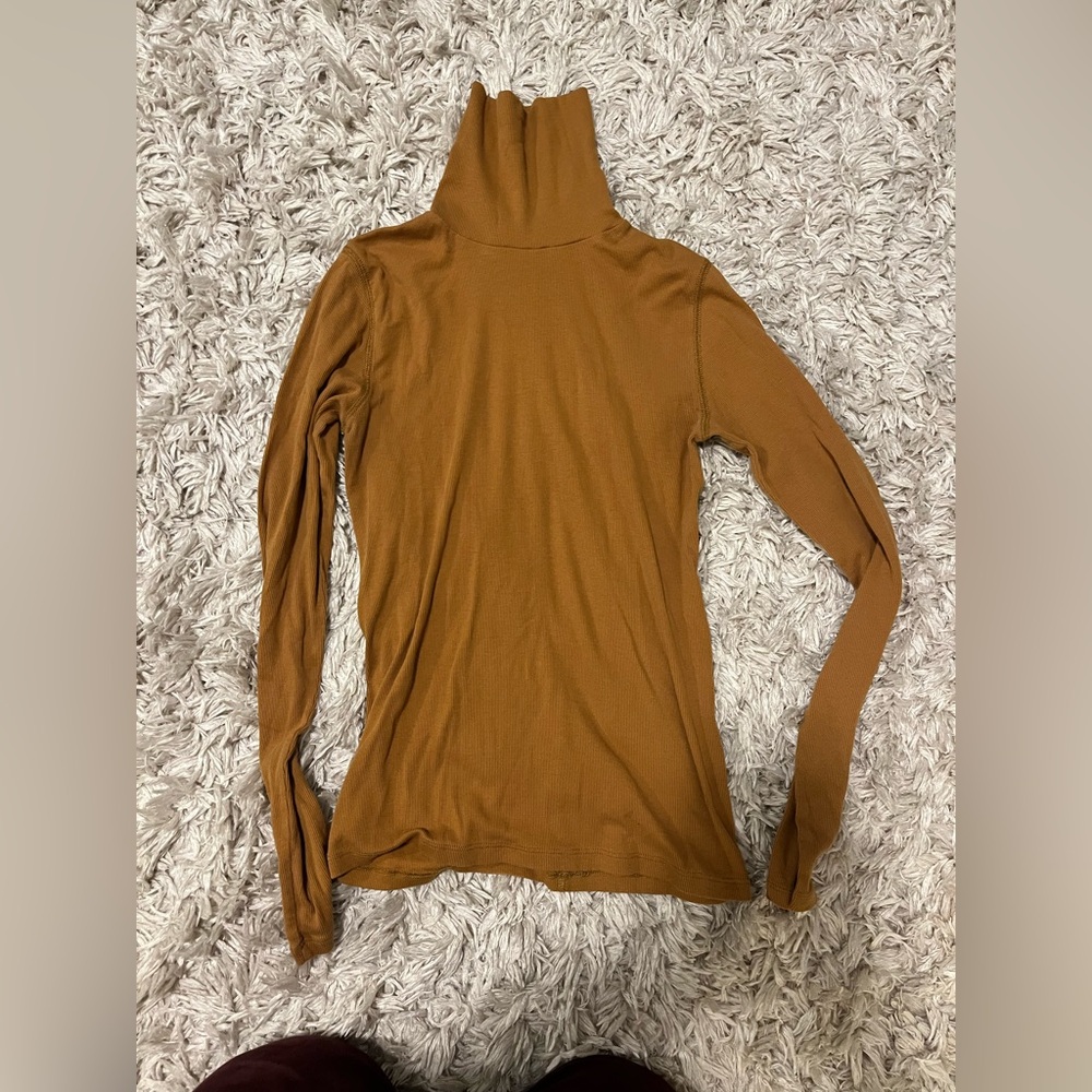 Golden Brown Ribbed Everlane Turtleneck